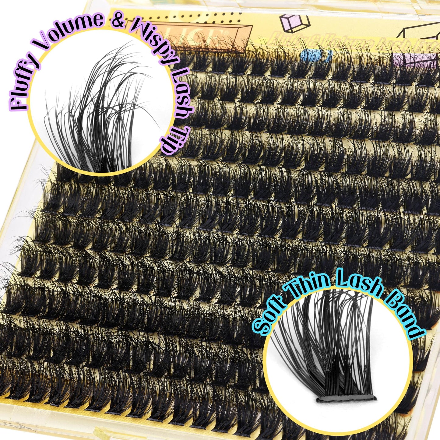 ALICE Fluffy Volume Lash Clusters Kit Lash Extension Kit Thick 3D Wispy DIY Eyelash Extension Kit with 220Pcs Mink Look Individual Lashes, Lash Bond and Remover,Tweezers(10-16mm,0.05D, D Curl)