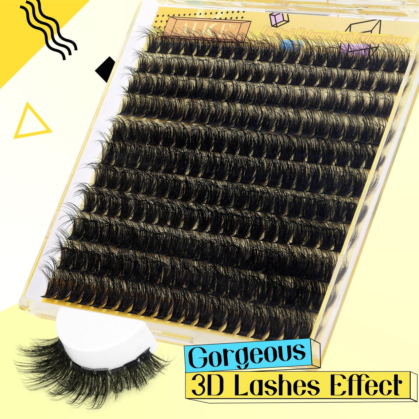 ALICE Fluffy Volume Lash Clusters Kit Lash Extension Kit Thick 3D Wispy DIY Eyelash Extension Kit with 220Pcs Mink Look Individual Lashes, Lash Bond and Remover,Tweezers(10-16mm,0.05D, D Curl)