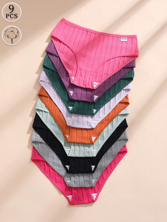 Women 9pcs Cotton Panties Set