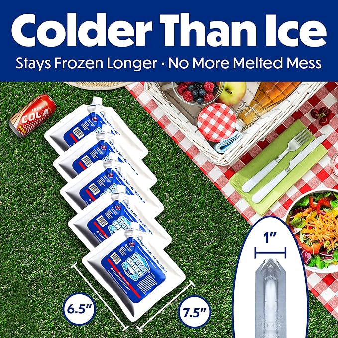 Cooler Shock Reusable Ice Packs for Cooler - Long Lasting Cold Freezer Packs for Coolers and Lunch Boxes - Cooler Ice Packs for Camping Gear, Fishing, Road Trips, Beach Must Haves