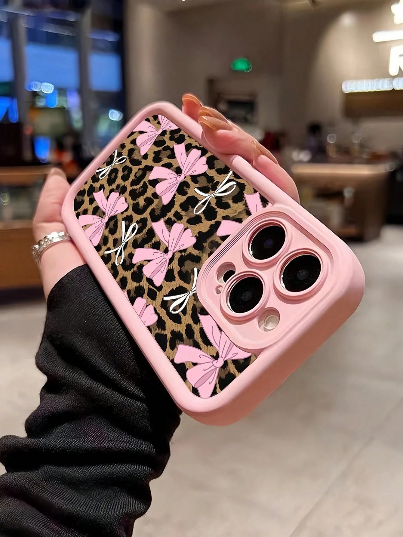 Leopard Print Bow Phone Case