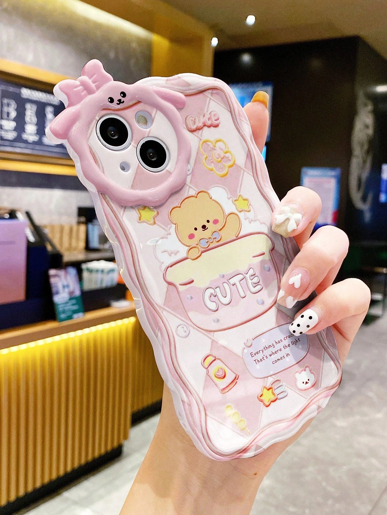 Pink Cartoon Bear iPhone Case