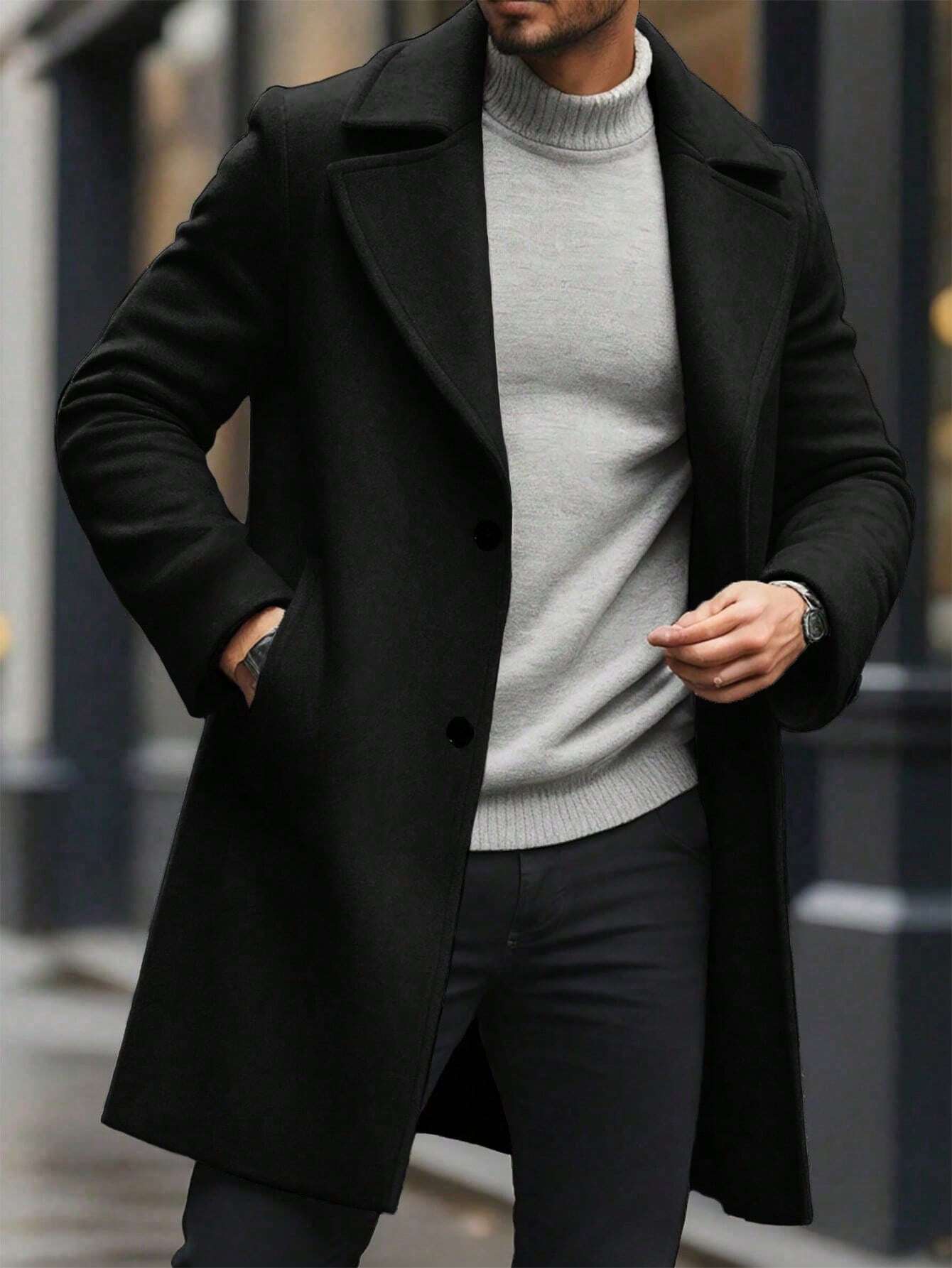 Manfinity Homme Men's Solid Overcoat