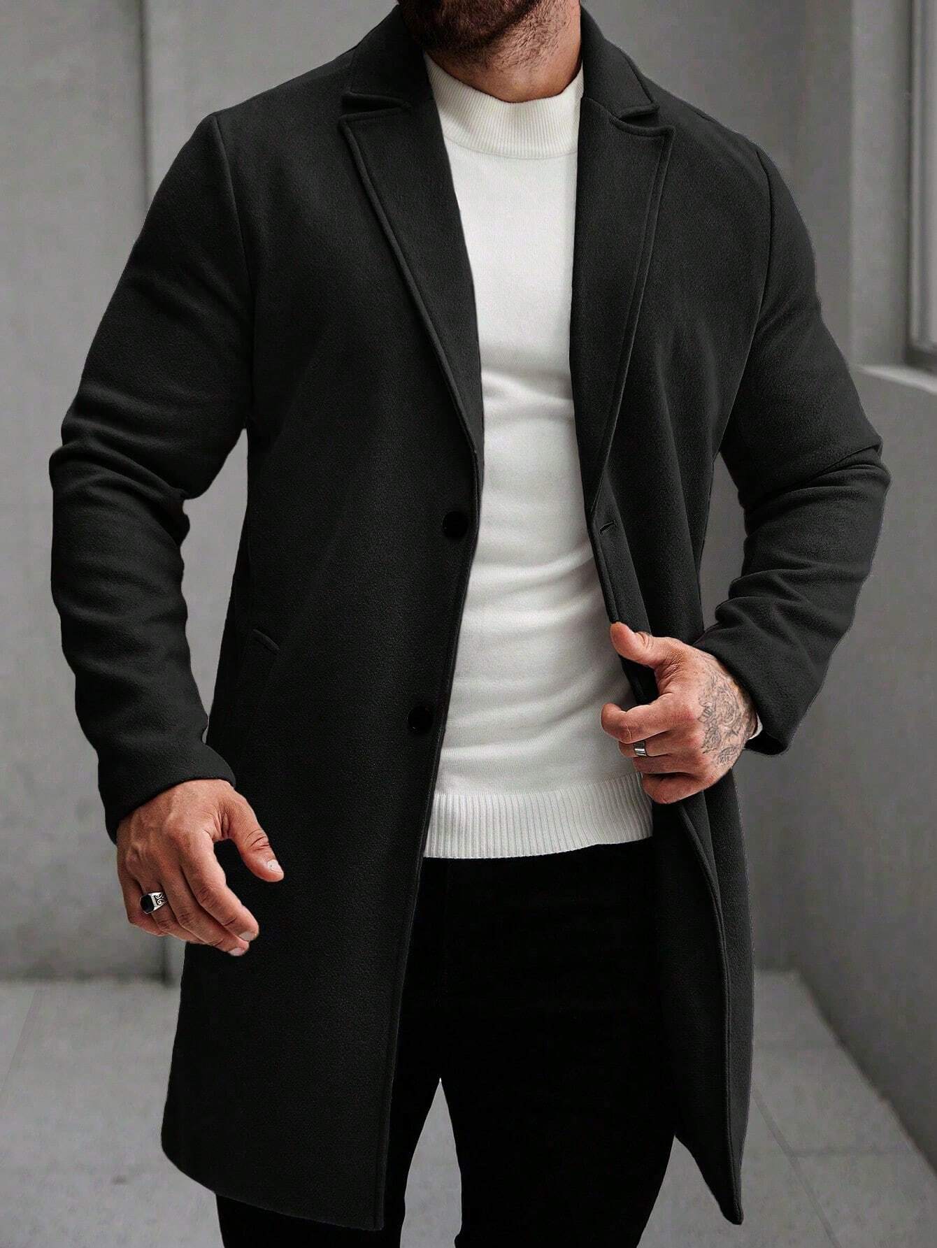 Manfinity Homme Men's Solid Overcoat