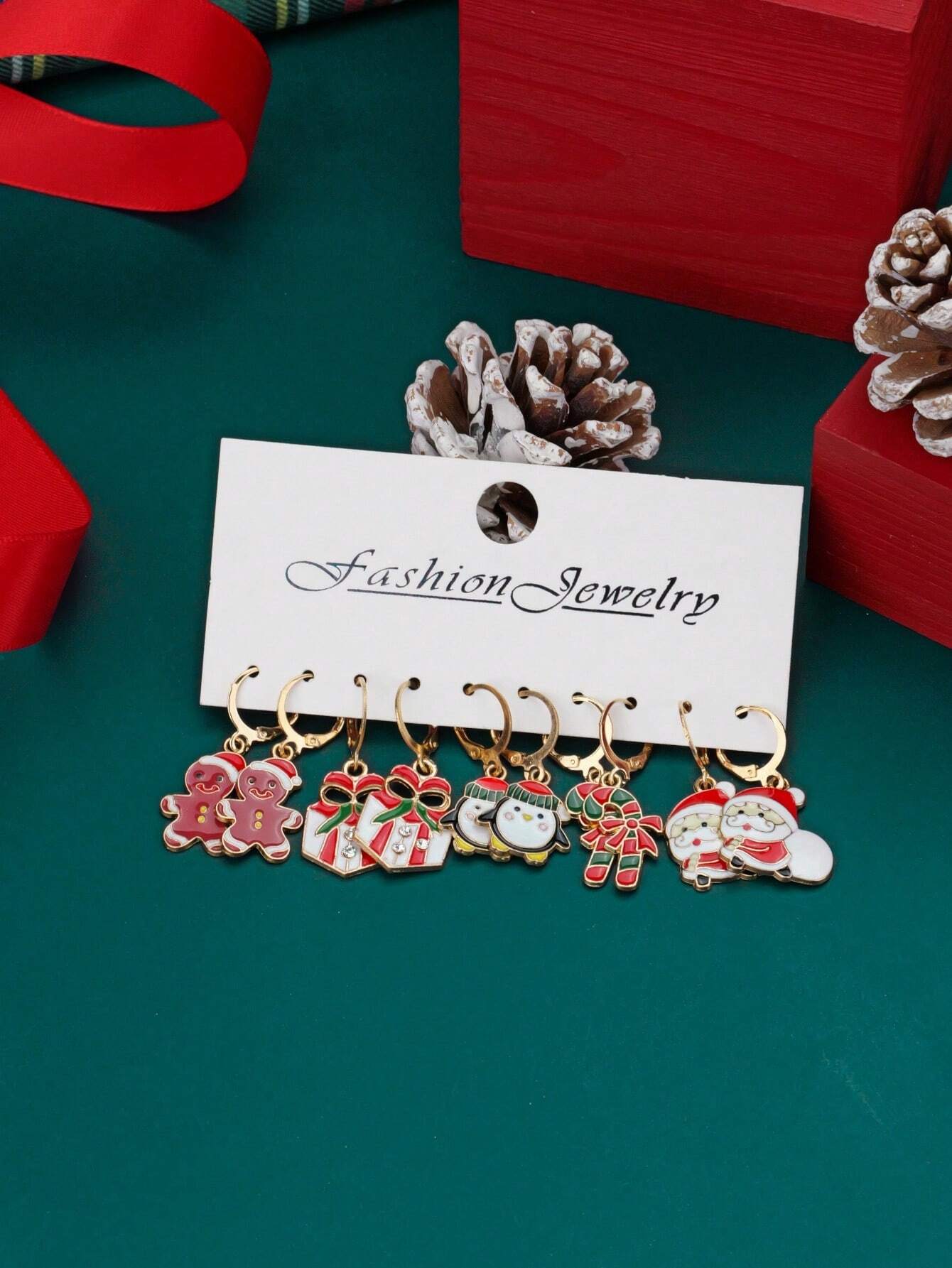Christmas Cartoon Earrings Set Women