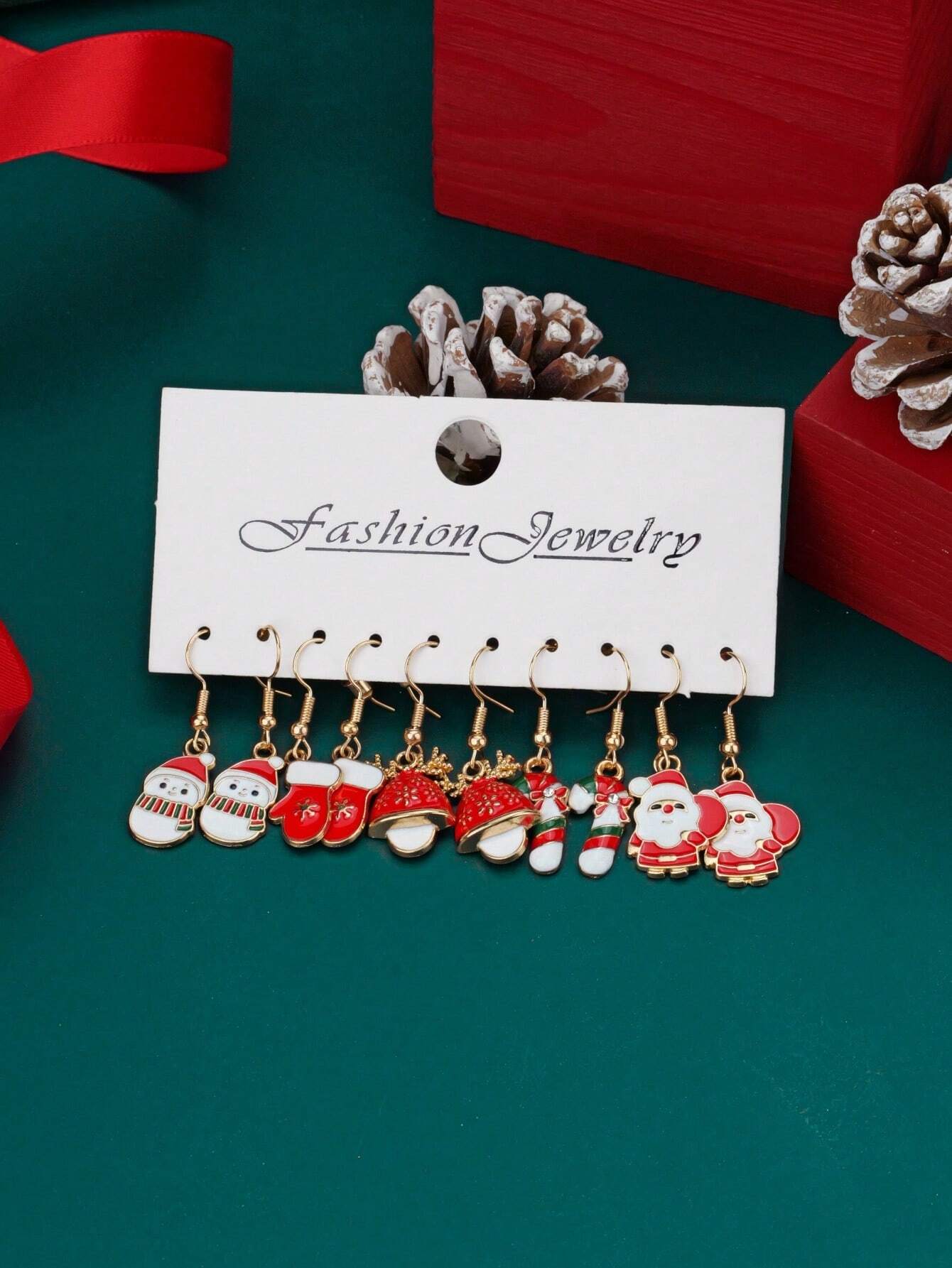 Christmas Cartoon Earrings Set Women