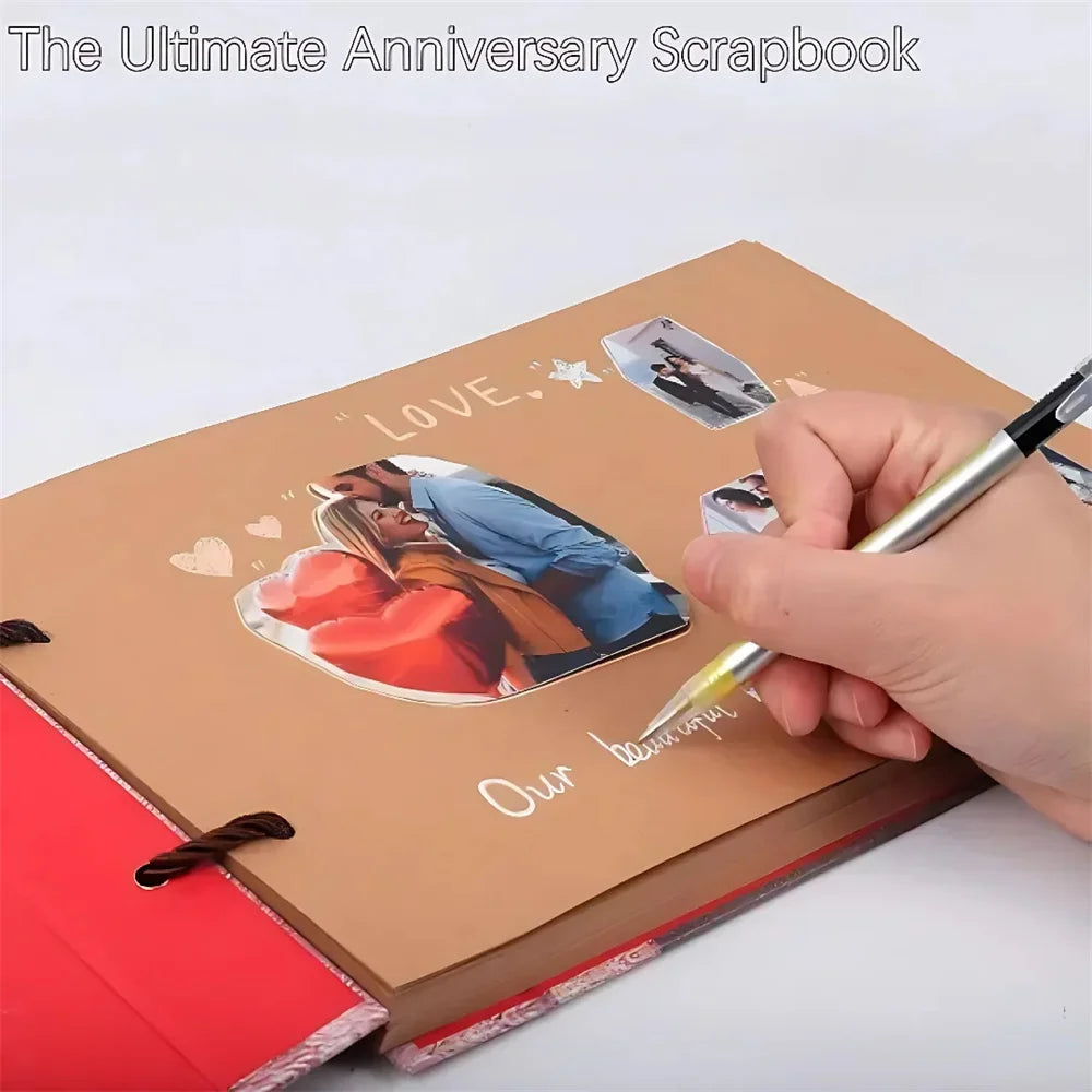 40 Pages DIY Adventure Album Photo Album Handmade Scrapbook Adventure Book Retro Kraft Album Anniversary Wedding Guest Book