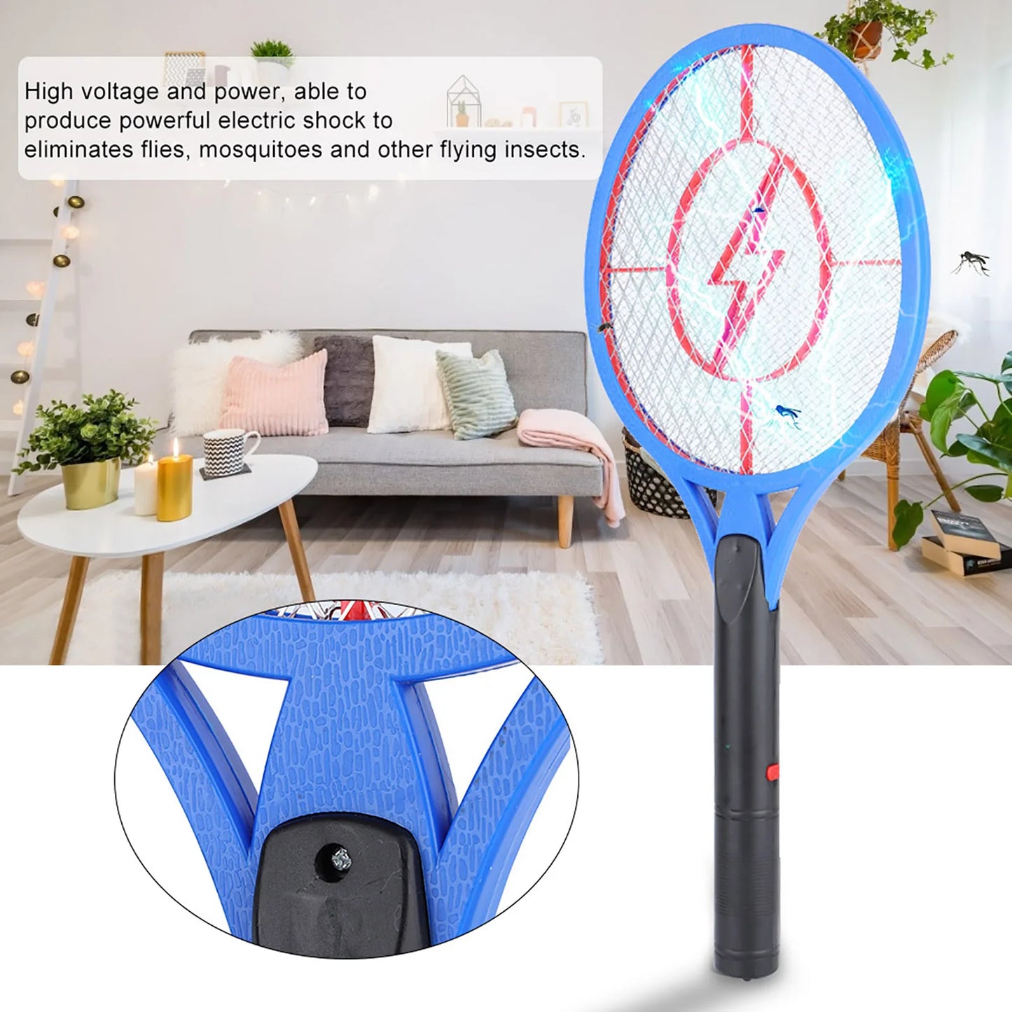 Electric Mosquitos Killer Fly Insect Bug  Bat Handheld Mosquito Swatter Racket Three-layer Safe Pest Control Bedroom Tool
