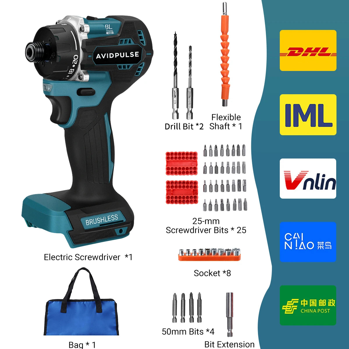 AvidPulse Brushless Cordless Electric Drill