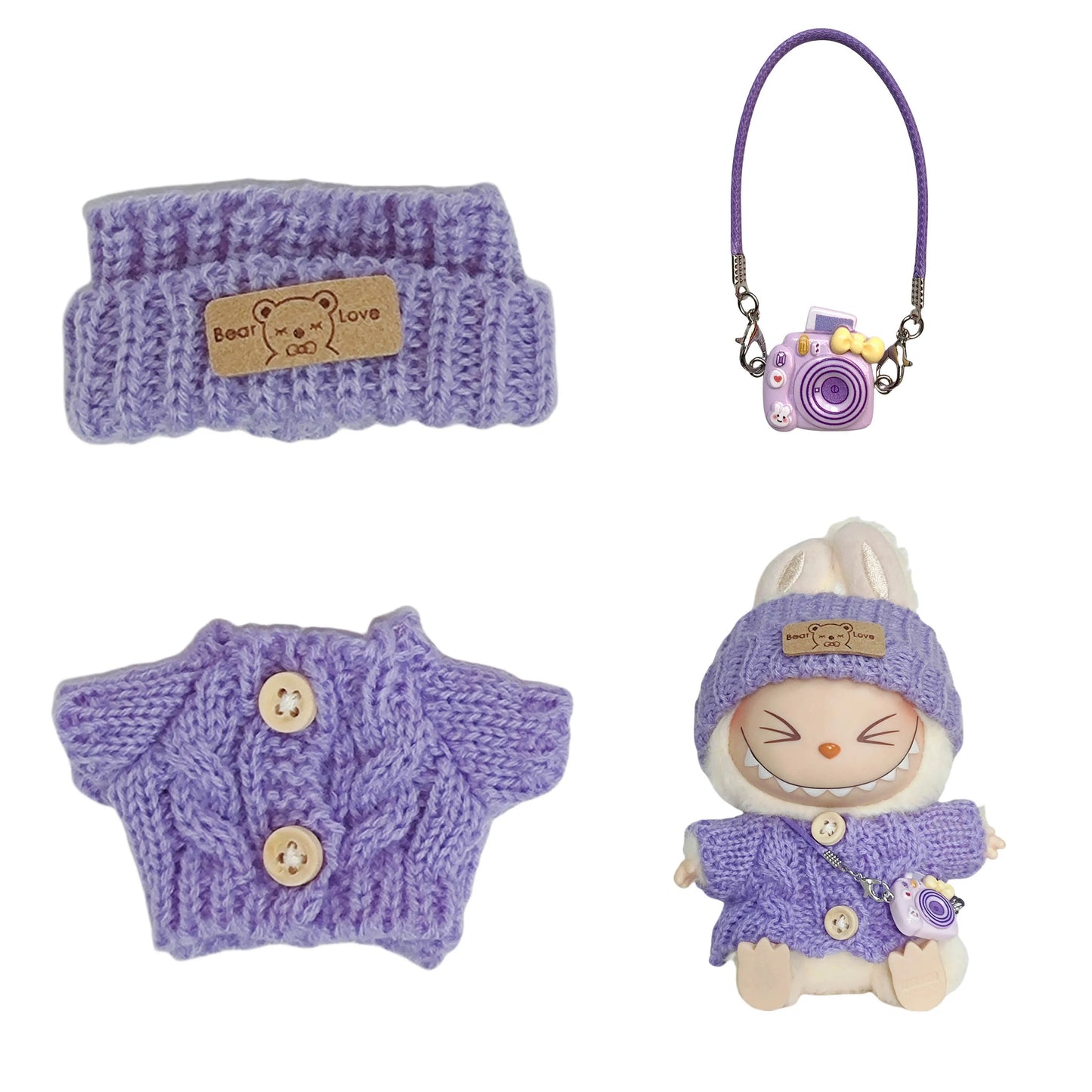PopMart Labubu Mesh Sweater and Hat Outfit