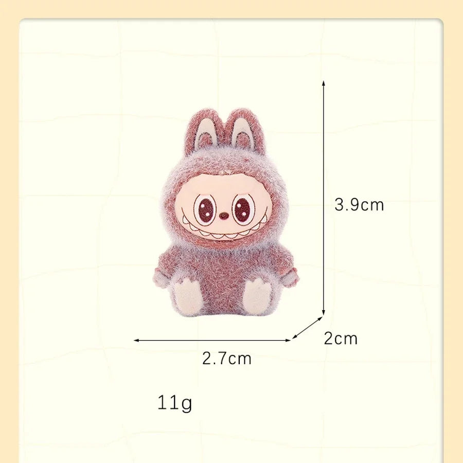 9PCS Labubu Cartoon Mini Flocking Doll Keychain
