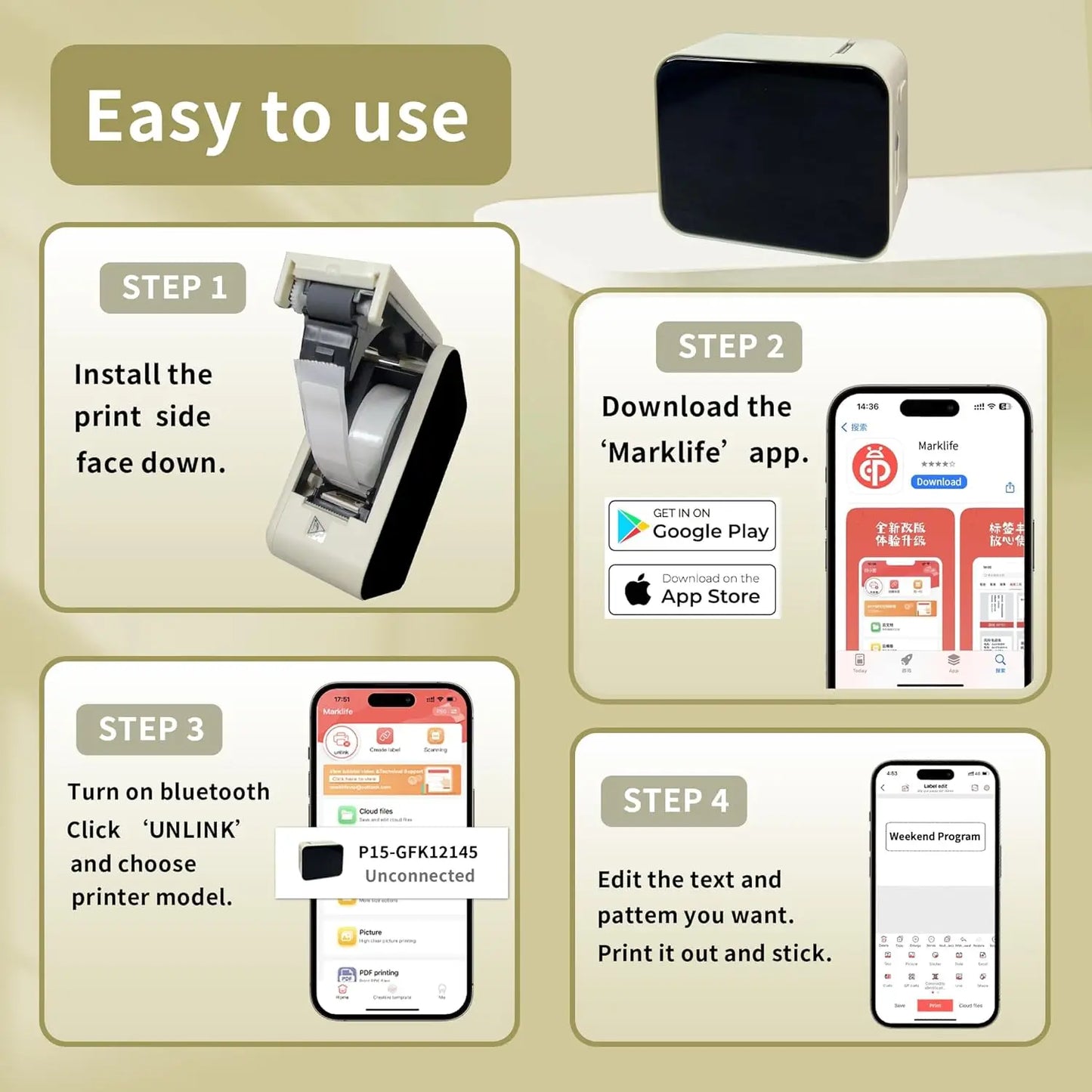 Marklife P15 Portable Label Printer