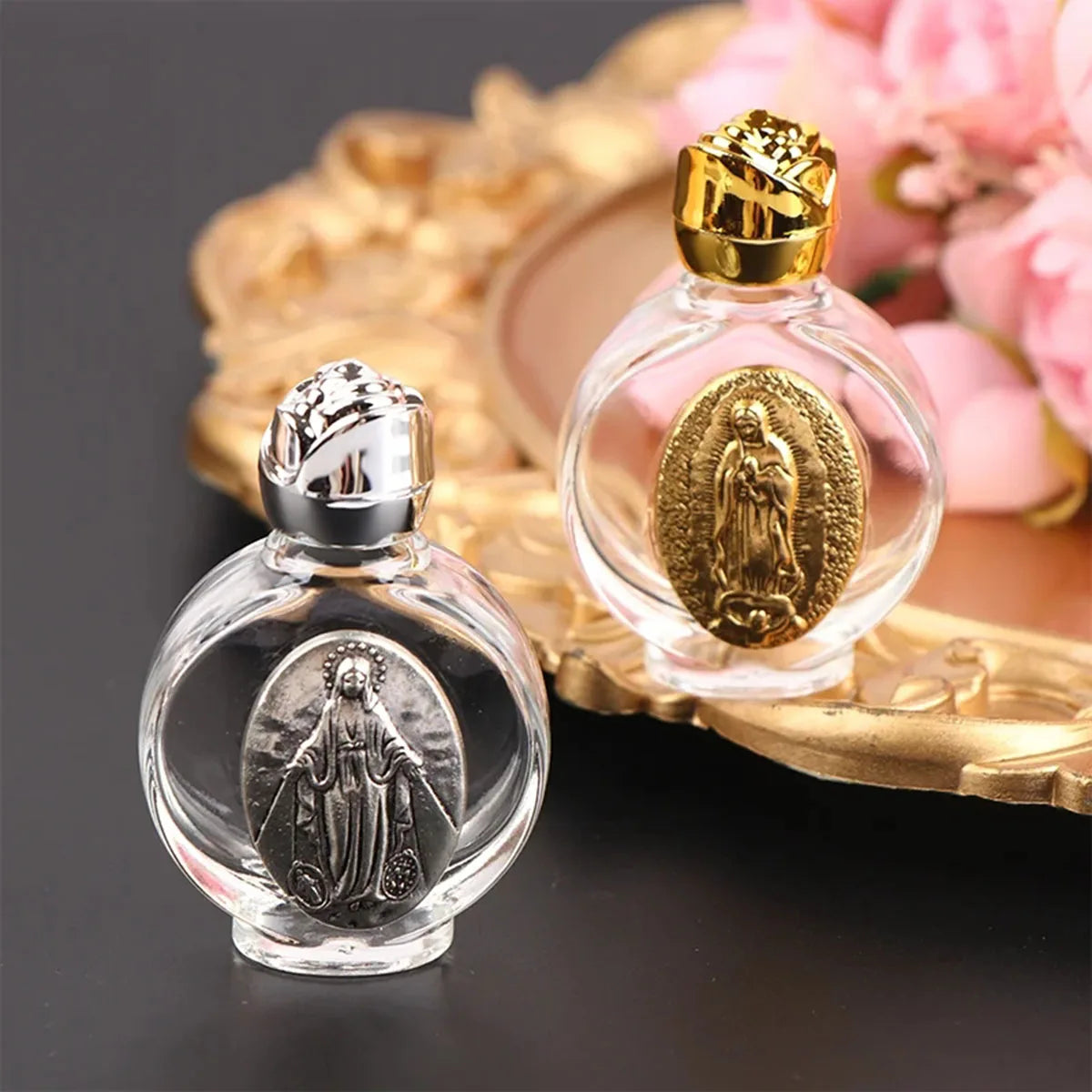 1Pc Holy Water Jesus Bottle Religious Cross Bottle Christian Virgin Sculpture Bottle Holy Water Bottle