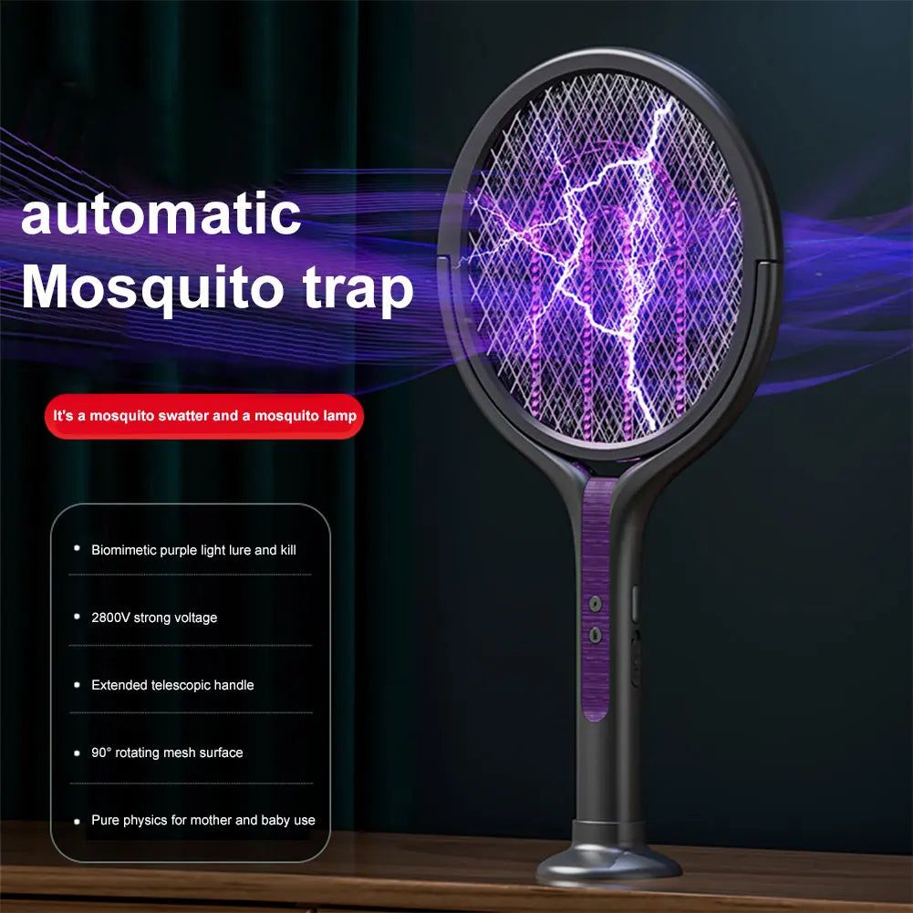 2-in-1 Mosquito Killer Multi functional Electric Fly Mosquito Swatter Retractable Mosquito Swatter USB Rechargeable Bat Swatter