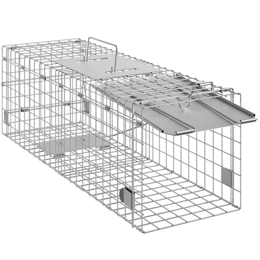 SucceBuy Live Animal Cage Trap Humane Cat Rodent Control Folding with Handle for Rabbits Stray Cats Squirrels Raccoons Groundhog