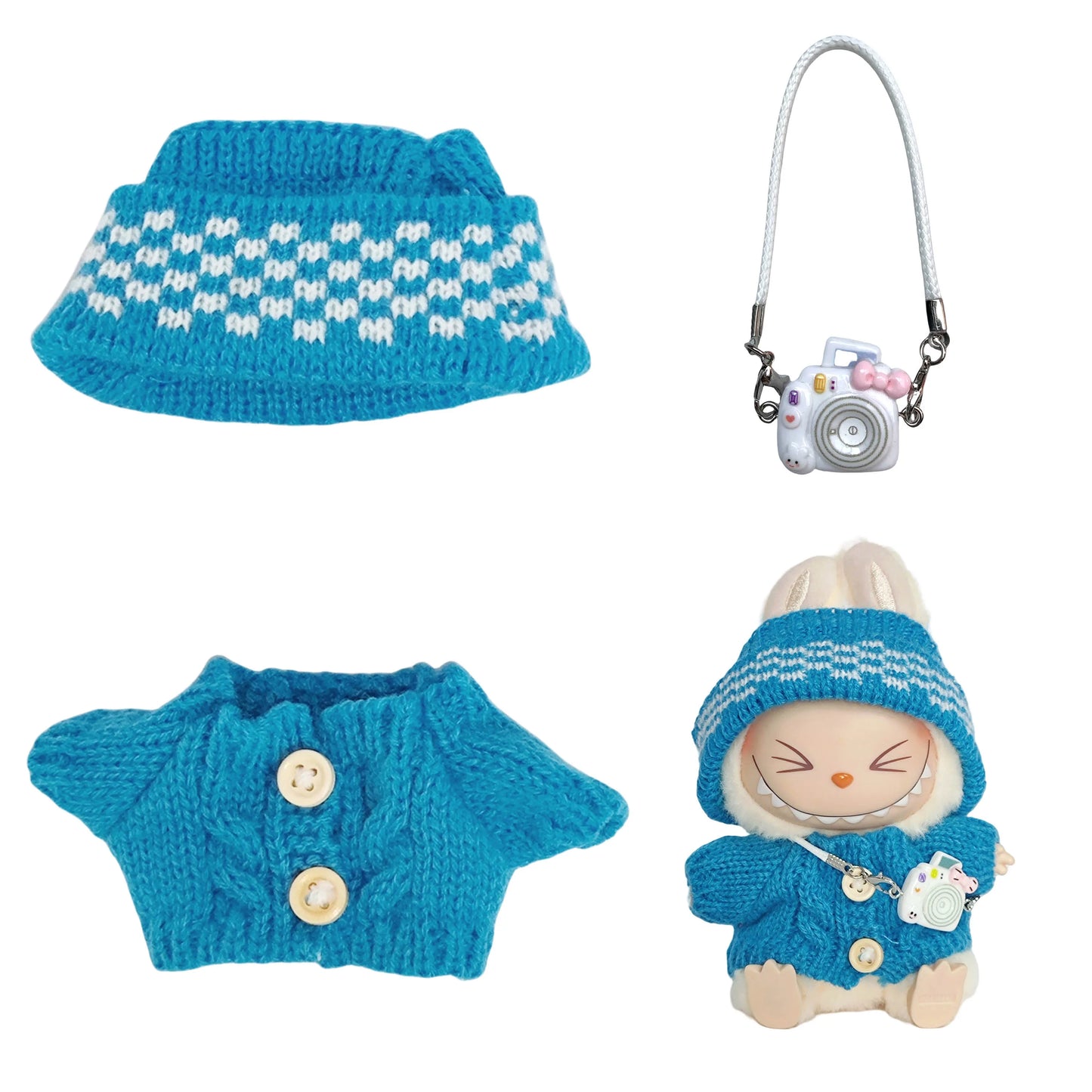 PopMart Labubu Mesh Sweater and Hat Outfit
