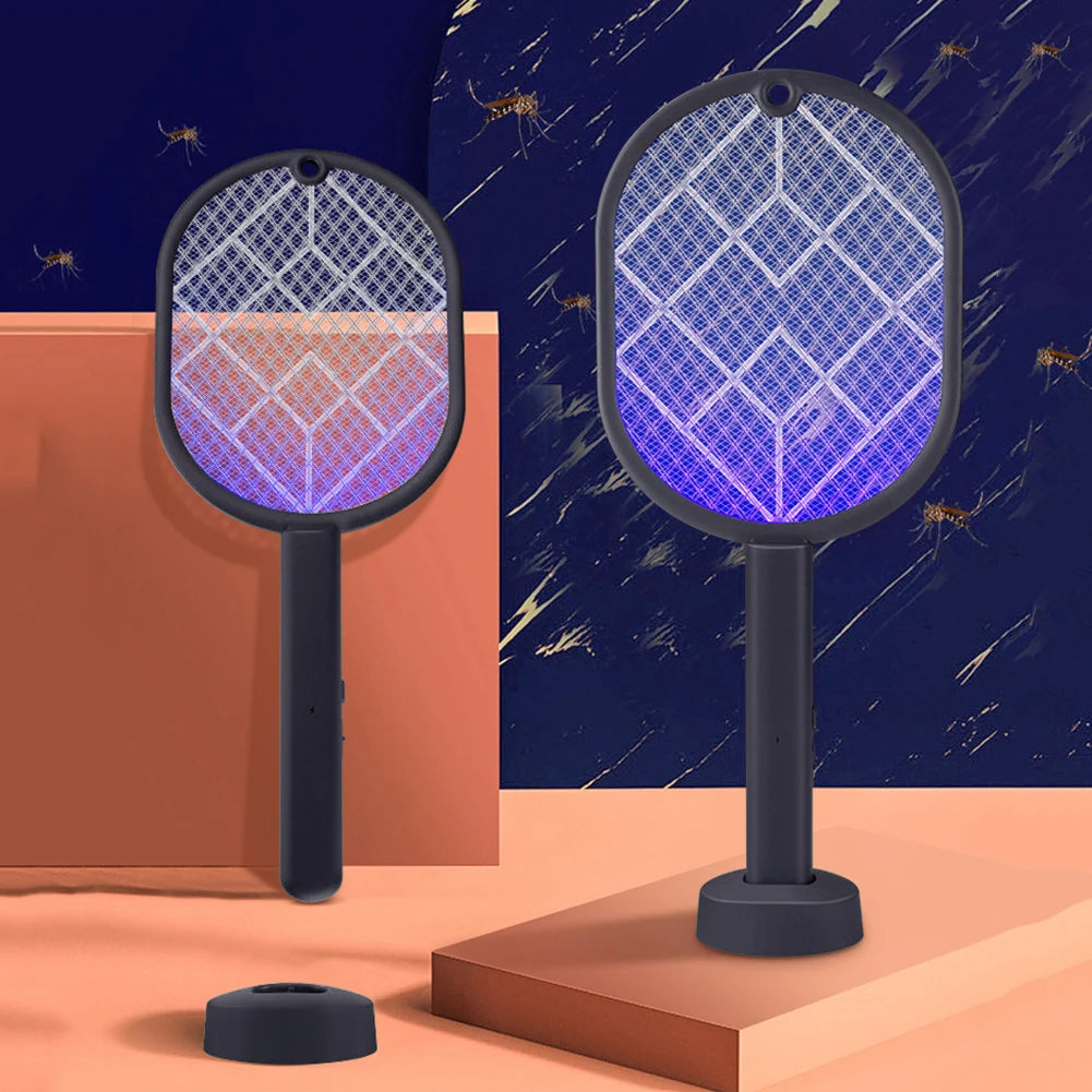 2-in-1 Electric Mosquito Swatter Mosquito Killer USB Rechargeable Angle Adjustable Electric Bug Zapper Fly Bat Insect Swatter