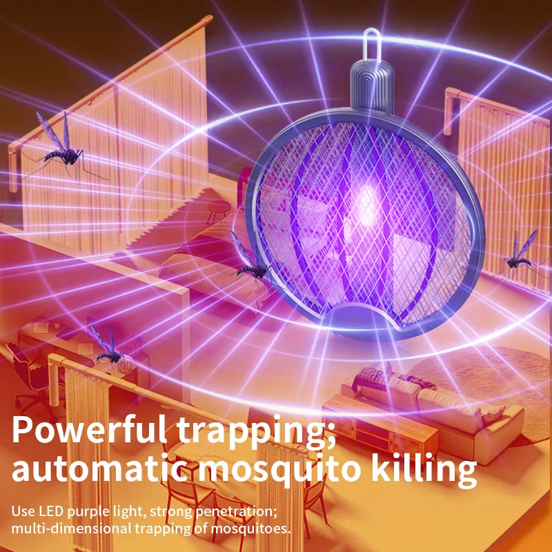 Electric Mosquito Swatter Cordless Battery Power Electric Fly Mosquito Swatter Bug Racket Insects Killer