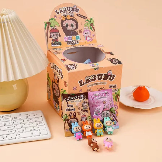 Popmart Labubu Blind Box Set Anime Figure Eraser Toy