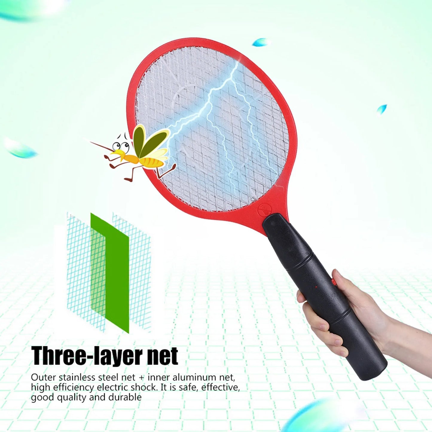 Electric Mosquito Swatter Cordless Battery Power Electric Fly Mosquito Swatter Bug  Racket Insects Killer