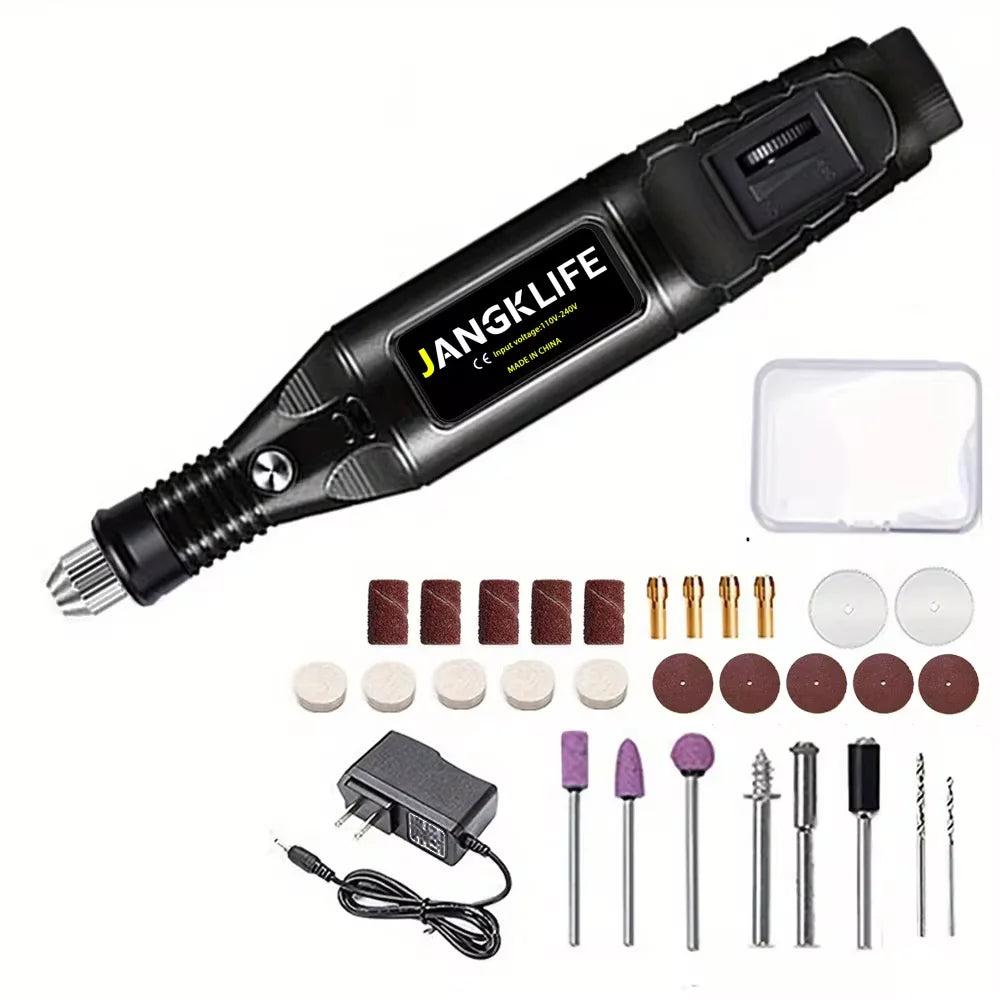 JANGKLIFE 9V Mini  Drill Electric Carving Pen Variable Speed   Drill Rotary Tools Kit Engraver Pen for Grinding Polishing