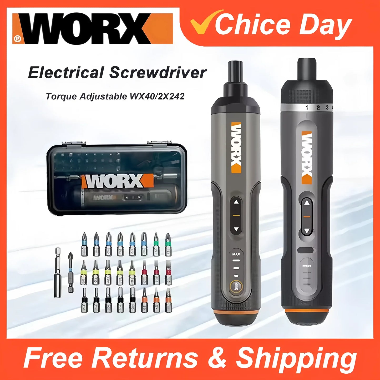 Worx 30-Bit Cordless Screwdriver Set