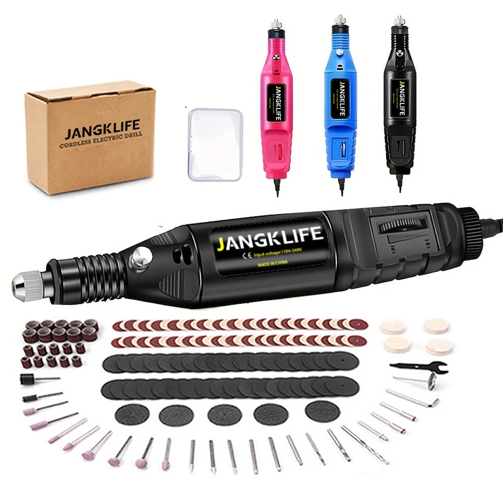 JANGKLIFE 9V Mini  Drill Electric Carving Pen Variable Speed   Drill Rotary Tools Kit Engraver Pen for Grinding Polishing