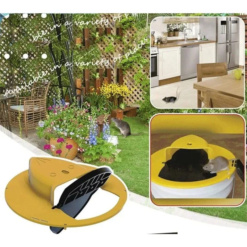 Household fully automatic continuous mouse trap, super indoor new type flip cover trap(Bucket needs to be prepared by yourself)