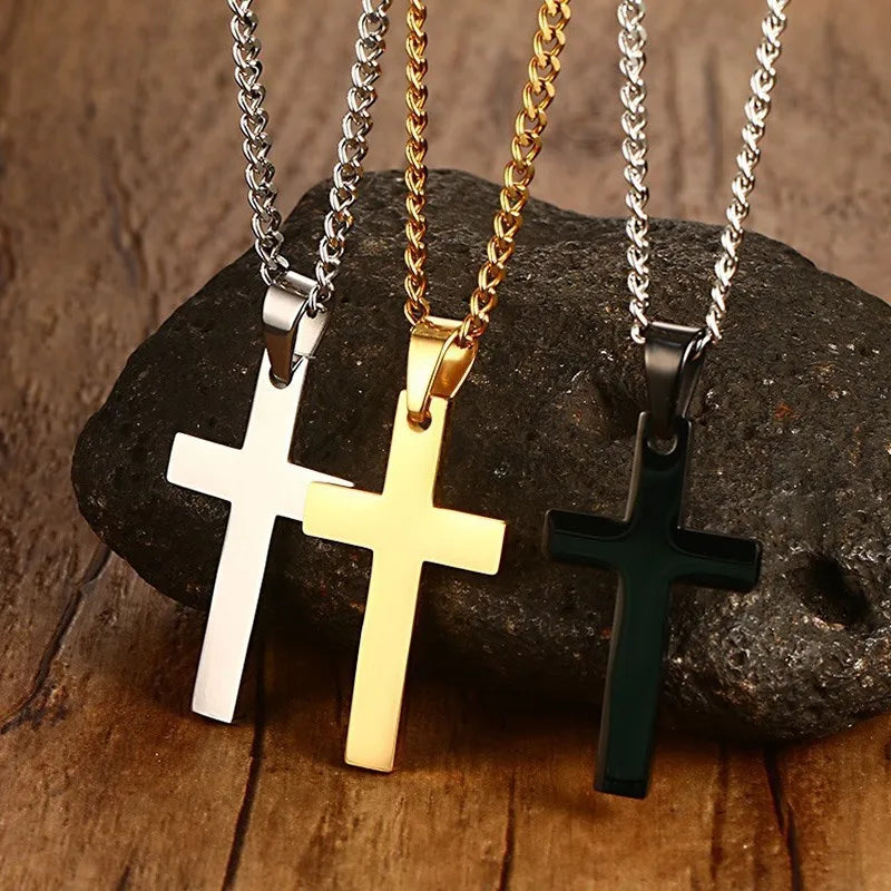 New Christian Cross Pendant Necklace For Men's Necklace Fashion Metal Religious Pendant Women Party Jewelry Accessories
