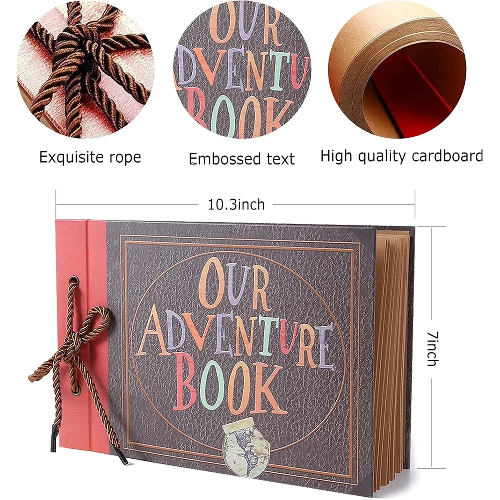 40 Pages DIY Adventure Album Photo Album Handmade Scrapbook Adventure Book Retro Kraft Album Anniversary Wedding Guest Book