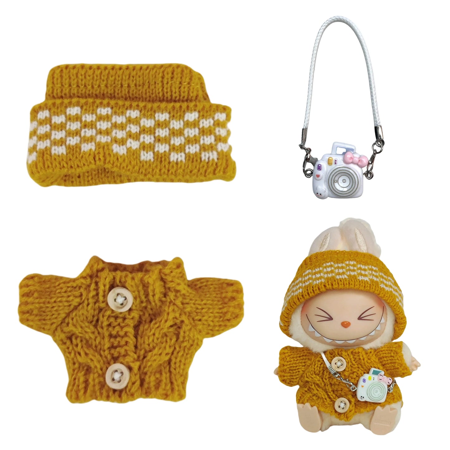 PopMart Labubu Mesh Sweater and Hat Outfit