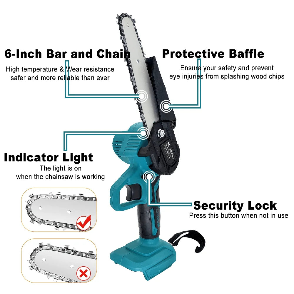 6-Inch Mini Cordless Chainsaw