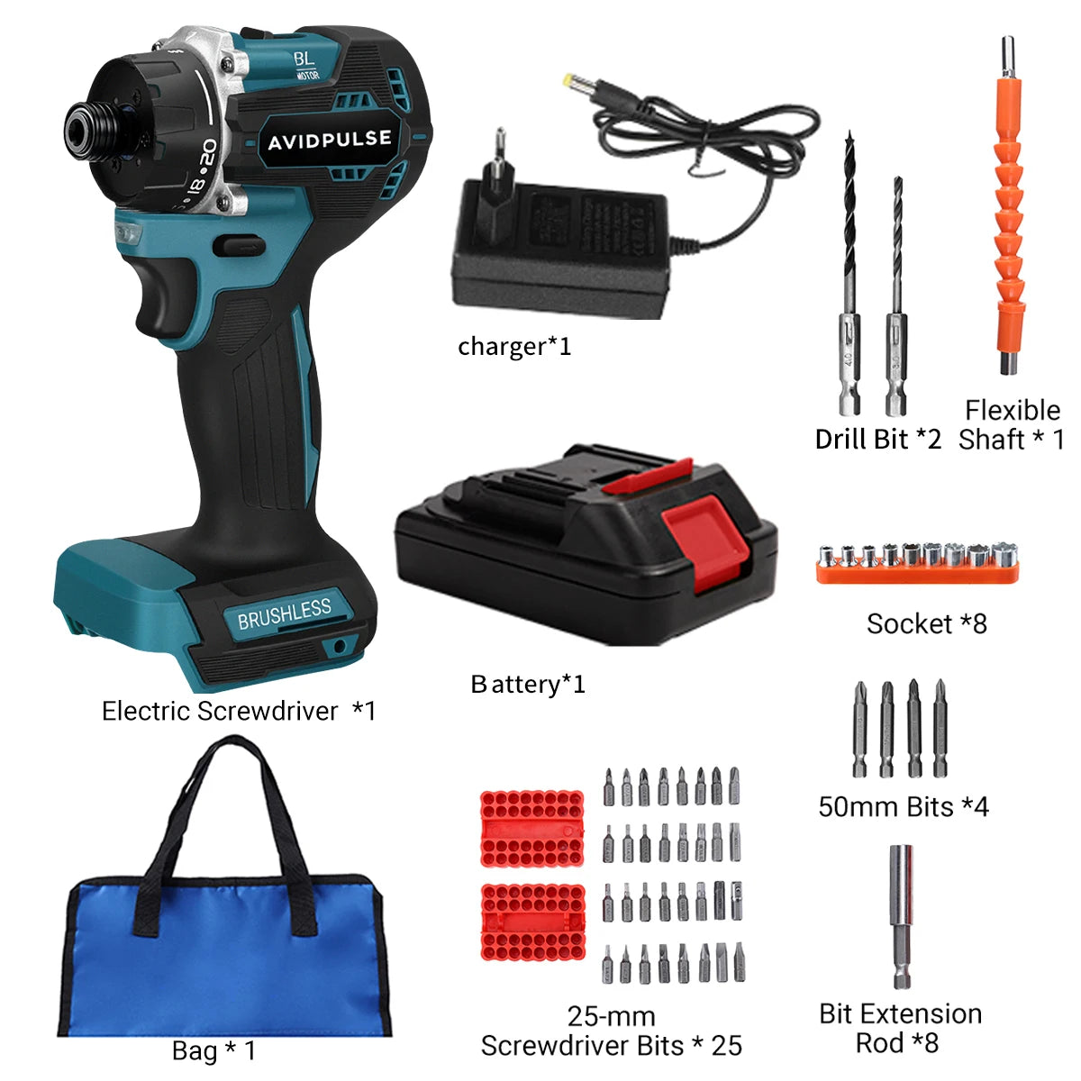 AvidPulse Brushless Cordless Electric Drill