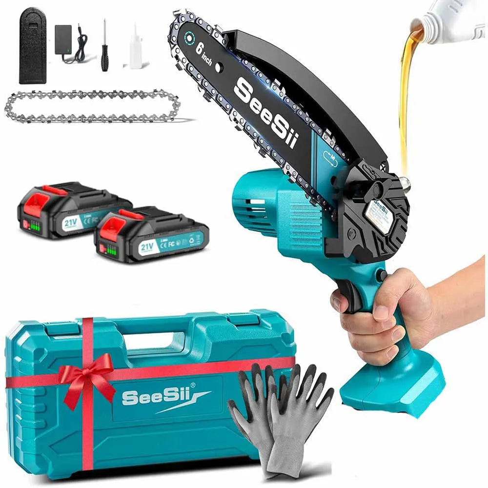 SEESII 6-Inch Cordless Mini Chainsaw