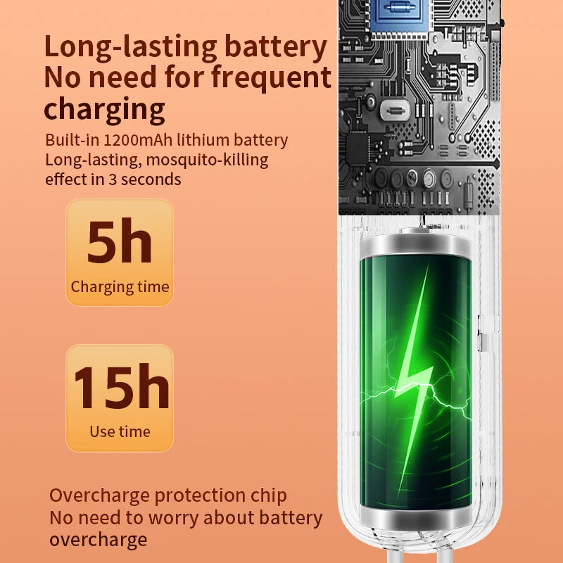 Electric Mosquito Swatter Cordless Battery Power Electric Fly Mosquito Swatter Bug Racket Insects Killer