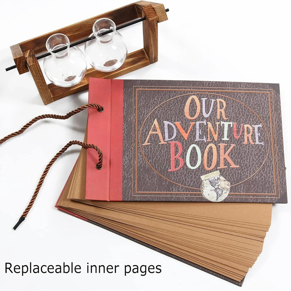 40 Pages DIY Adventure Album Photo Album Handmade Scrapbook Adventure Book Retro Kraft Album Anniversary Wedding Guest Book