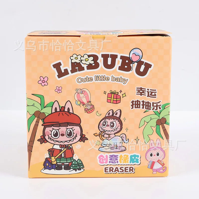 Popmart Labubu Blind Box Set Anime Figure Eraser Toy