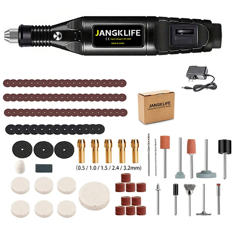 JANGKLIFE 9V Mini  Drill Electric Carving Pen Variable Speed   Drill Rotary Tools Kit Engraver Pen for Grinding Polishing
