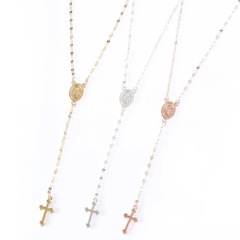 2024 New Fashion Vintage Christian Cross Bohemia Religious Rosary Pendant Necklace for Women Charm Fashion Jewelry Gifts