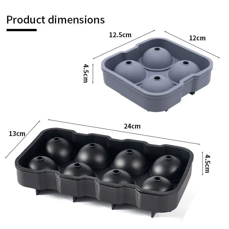 Large Sphere Ice Cube Molds 4/8 Grid Whiskey Ice Mold Leak-free Round Ice Cube Mold Easy Fill & Release Ice Ball Maker Tools