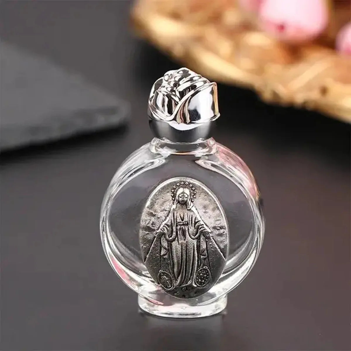 1Pc Holy Water Jesus Bottle Religious Cross Bottle Christian Virgin Sculpture Bottle Holy Water Bottle