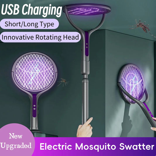 2-in-1 Mosquito Killer Multi functional Electric Fly Mosquito Swatter Retractable Mosquito Swatter USB Rechargeable Bat Swatter