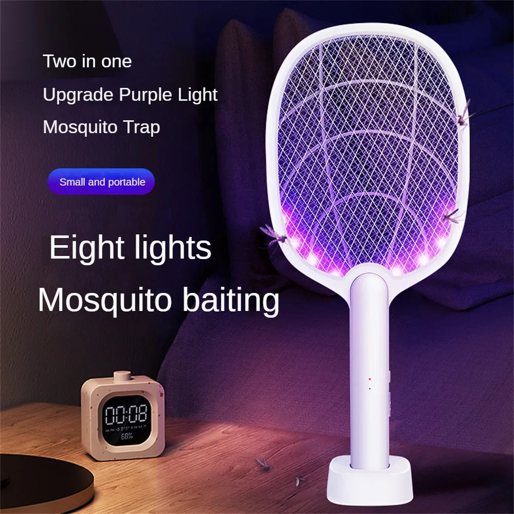 2 IN 1 Electric Mosquito Swatter Mosquito Killer 2500V USB Rechargeable Angle Not Adjustable Electric Bug Zapper Fly Bat Swatter