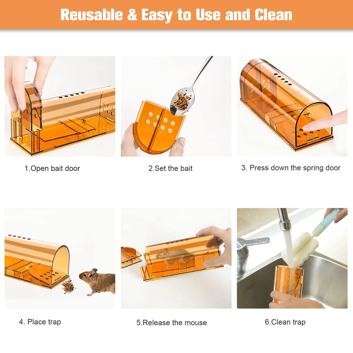 1Pc Mouse Trap Cage No Kill Animal Pet Control Cage Reusable Mice Rodent Catcher Rat Trap