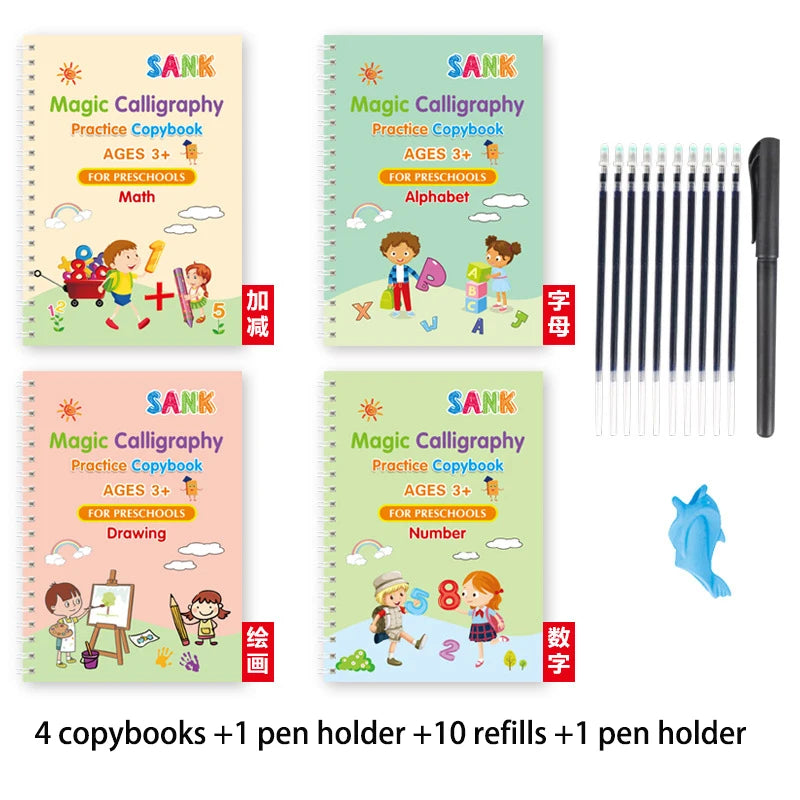 Sank Magic Practice Copybook Pen Preschools Kids Calligraphy English Verison Free Wiping Children Reusable Writing Book