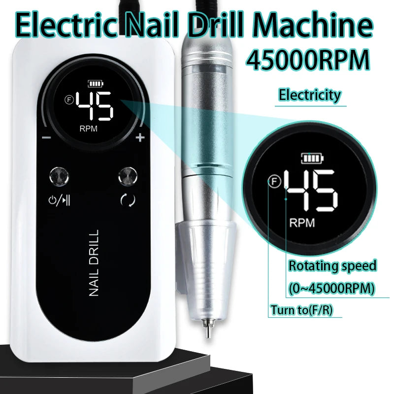 Rechargeable 45000RPM Electric Nail Drill