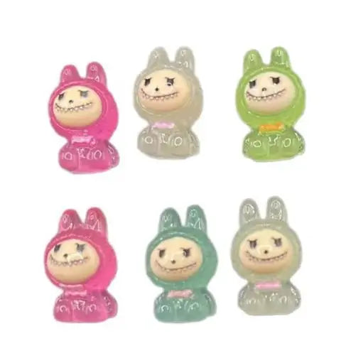 10Pcs Mini Luminous Labubu Resin Figurines