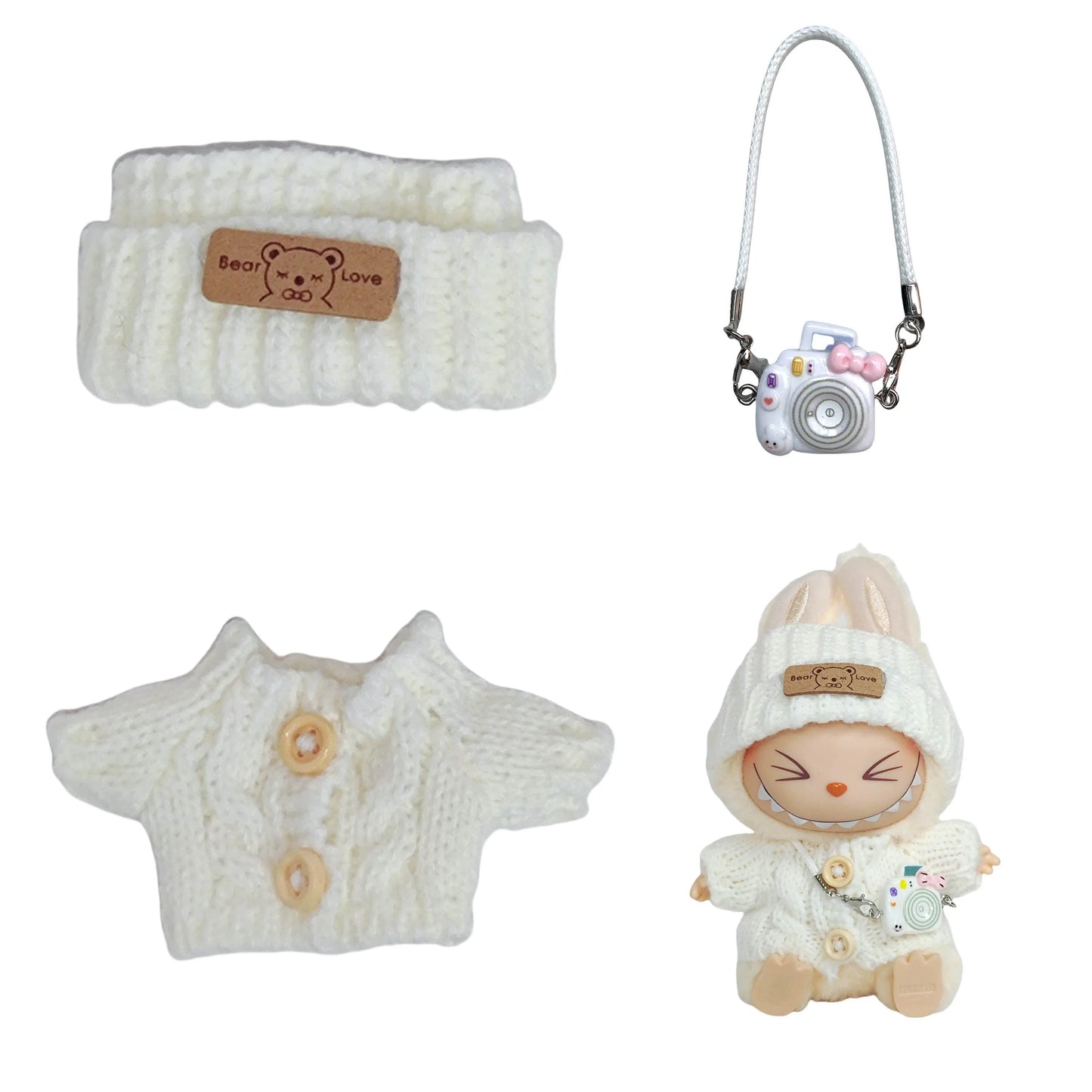PopMart Labubu Mesh Sweater and Hat Outfit