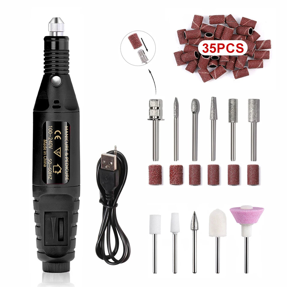 Nail Sander Set Electric Nail Drill Machine Grinding Equipment Milling Cutter For Manicure Pedicure Strong Polishing Tools