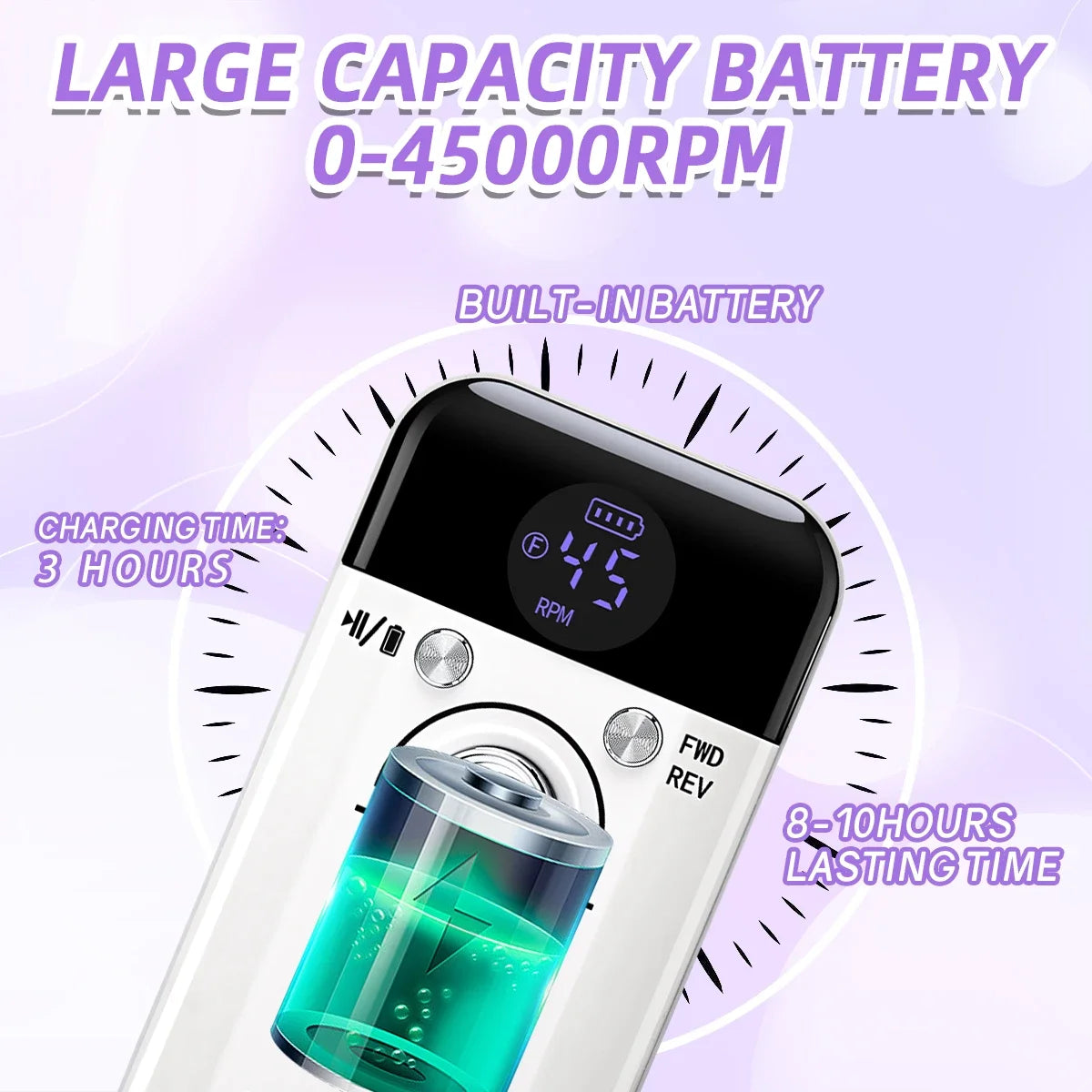 Professional 45000RPM Portable Nail Drill